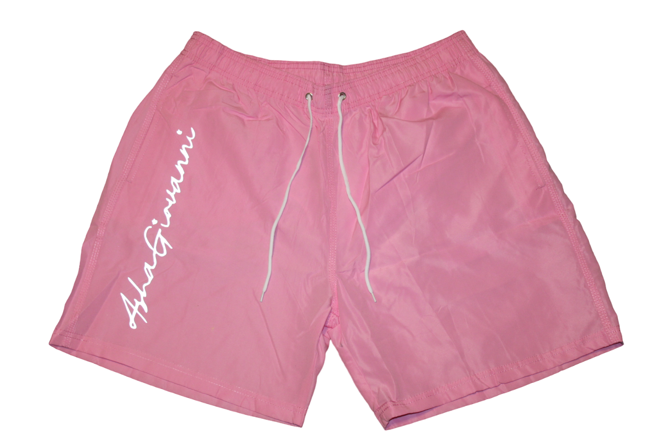 Pink Reflective Logo Swim Trunks