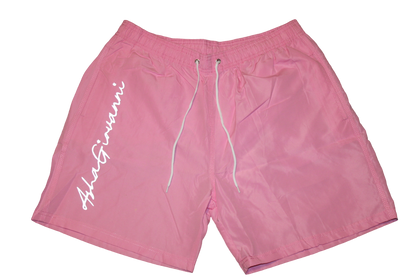 Pink Reflective Logo Swim Trunks