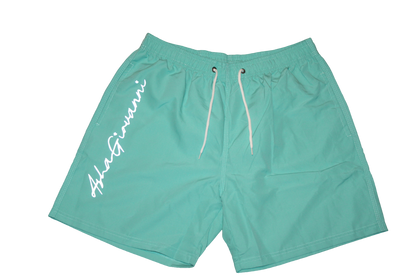 Sea Blue Reflective Logo Swim Trunks