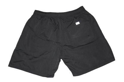 Black Reflective Logo Swim Trunks