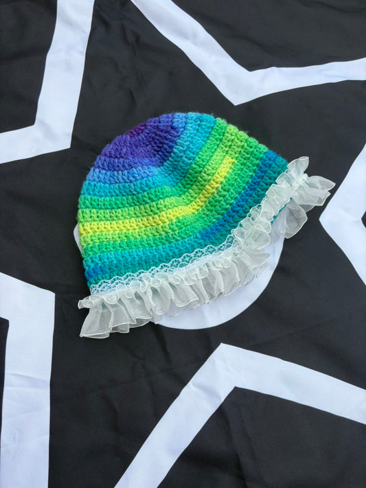 Layered Lace Ruffle Crochet Hat