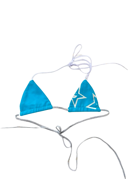MICRO Turquoise/Silver Irregular Logo Bralette