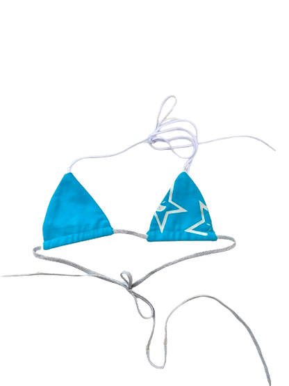MICRO Turquoise/Silver Irregular Logo Bralette