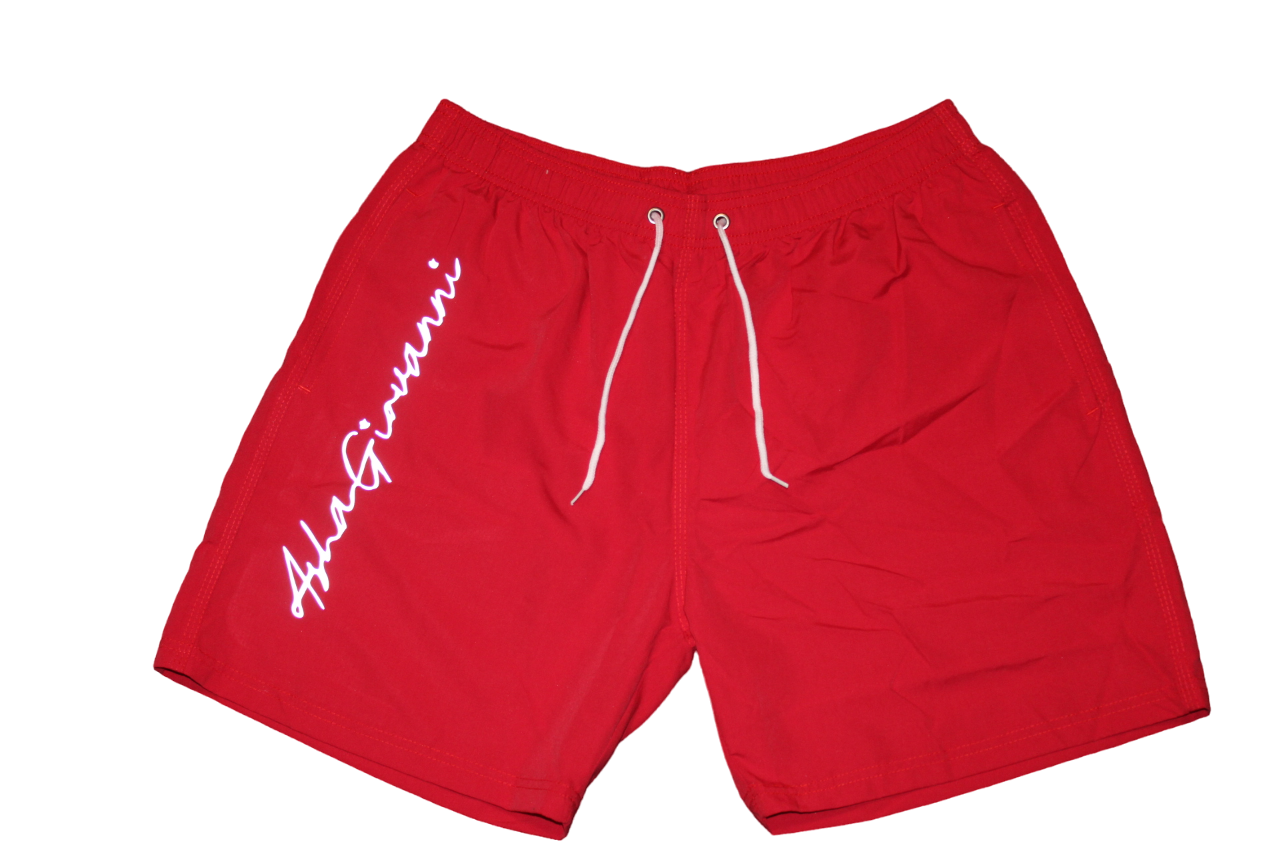 Red Reflective Logo Swim Trunks