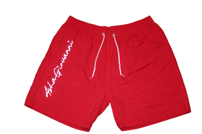 Red Reflective Logo Swim Trunks