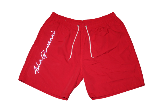 Red Reflective Logo Swim Trunks